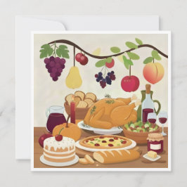 Tarjeta De Agradecimiento Abundante fiesta navideña: Illustr celebración de