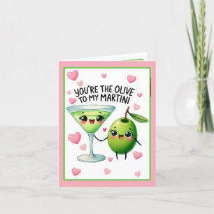 Tarjeta De Agradecimiento Aceitunas y Martinis Kawaii Lindos