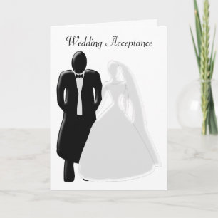 Tarjeta De Agradecimiento Aceptación de Boda en Blanco y Negro