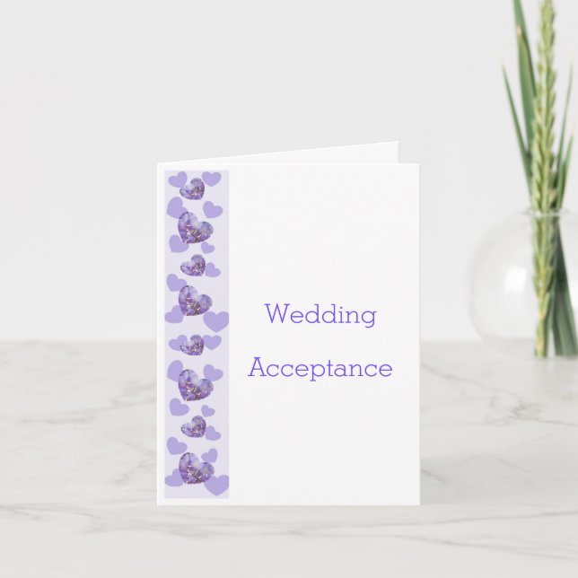 Tarjeta De Agradecimiento Aceptación del Boda de diseño cardíaco de glicinia (Anverso)