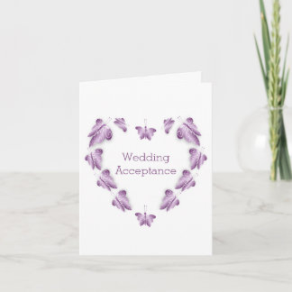 Tarjeta De Agradecimiento Aceptación del Boda de diseño de mariposas púrpura