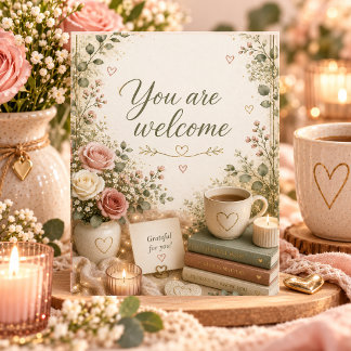 Tarjeta De Agradecimiento Acogedor saludo floral Cottagecore