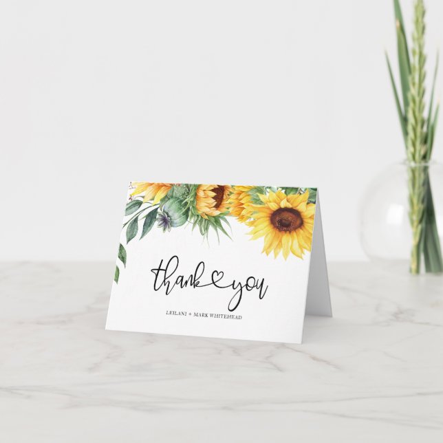 Tarjeta De Agradecimiento Acrílico de girasol moderno (Anverso)