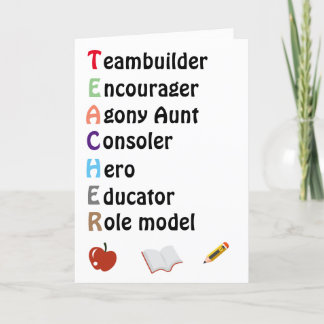 Tarjeta De Agradecimiento Acrostic teacher thank you 