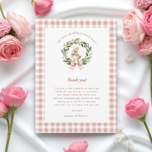 Tarjeta De Agradecimiento Acuarela adorable Cría de pato rosa Baby Shower