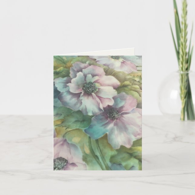 Tarjeta De Agradecimiento Acuarela Anemones Pensamiento Floral De Ti (Anverso)