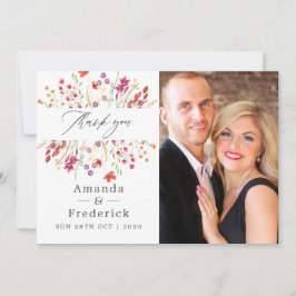 Tarjeta De Agradecimiento Acuarela Aquarelle Boda de flores silvestres