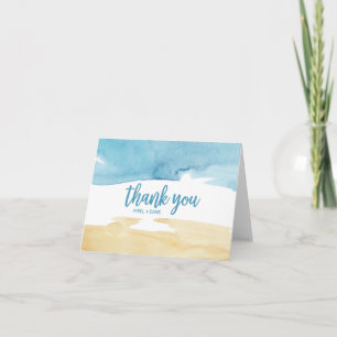 Tarjeta De Agradecimiento Acuarela Arena y Mar Gracias