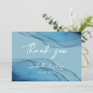Tarjeta De Agradecimiento Acuarela azul océano acuamarina