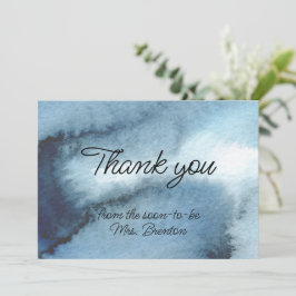 Tarjeta De Agradecimiento Acuarela azul turbia marina