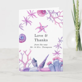 Tarjeta De Agradecimiento Acuarela bajo la foto del Boda del mar