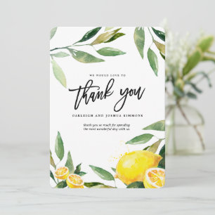 Tarjeta De Agradecimiento Acuarela Boda limón