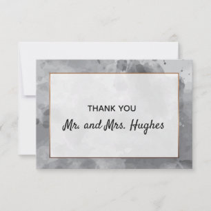 Tarjeta De Agradecimiento Acuarela boda romántico gris gracias