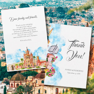 Tarjeta De Agradecimiento Acuarela Boda Rústica San Miguel de Allende