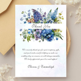 Tarjeta De Agradecimiento Acuarela Bohemia Azul-Violeta Gracias