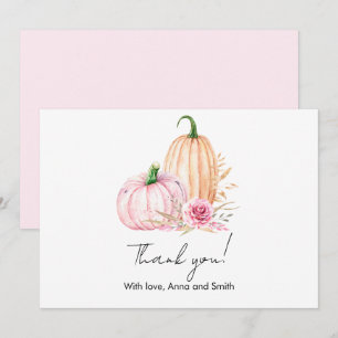 Tarjeta De Agradecimiento Acuarela Boho Calabaza Babyducha