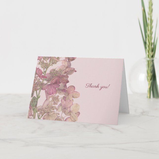 Tarjeta De Agradecimiento Acuarela Botánica Hydrangea Gracias (Anverso)