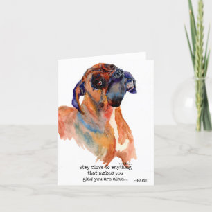 Tarjeta De Agradecimiento acuarela Boxer dulce + refrán inspirador