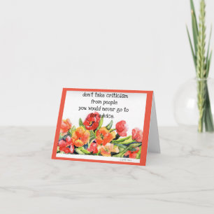 Tarjeta De Agradecimiento acuarela brillante floral "no se critique"
