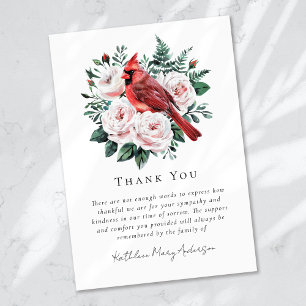 Tarjeta De Agradecimiento Acuarela Cardenal Floral Sympathy Funeral