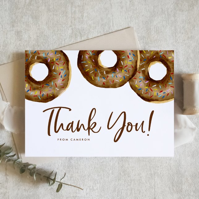 Tarjeta De Agradecimiento Acuarela Chocolate Sprinkle Donuts Cumpleaños (Subido por el creador)