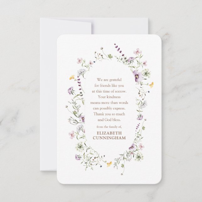 Tarjeta De Agradecimiento Acuarela conmemorativa Floral y Foliage Botanicos (Anverso)