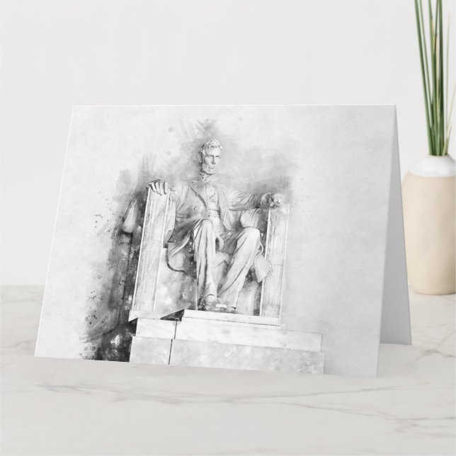 Tarjeta De Agradecimiento Acuarela conmemorativa Lincoln y dibujo a lápiz (Anverso)