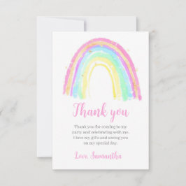 Tarjeta De Agradecimiento Acuarela Cumpleaños Arcoíris Pastel Arcoíris Rainb