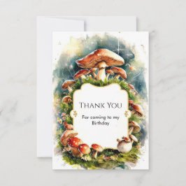 Tarjeta De Agradecimiento Acuarela Cumpleaños Infantil Hongos