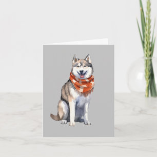 Tarjeta De Agradecimiento Acuarela Cute Perro Husky Siberiano