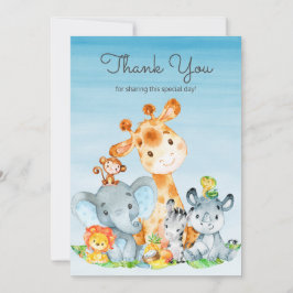 Tarjeta De Agradecimiento Acuarela Cute Safari Jungle Animales Gracias