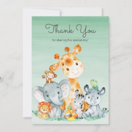 Tarjeta De Agradecimiento Acuarela Cute Safari Jungle Animales Gracias