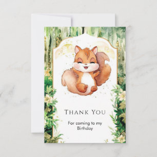 Tarjeta De Agradecimiento Acuarela Cute Squirrel Cumpleaños