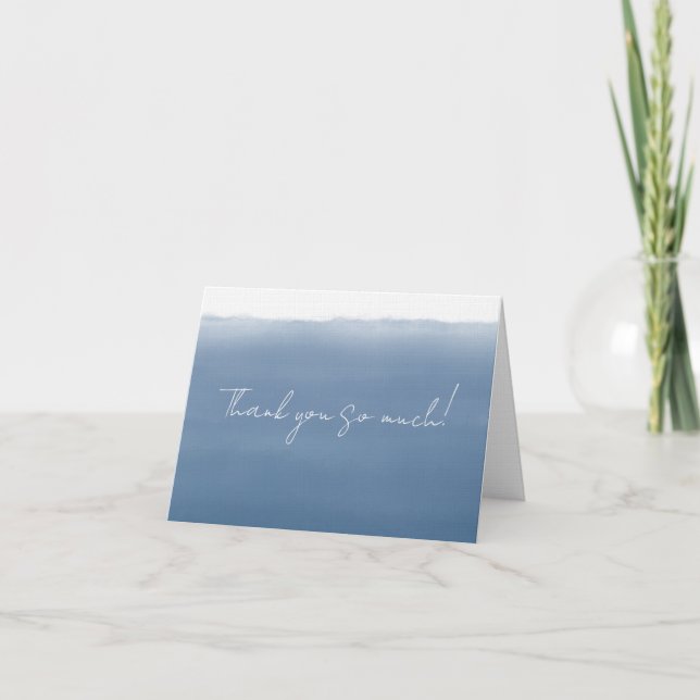 Tarjeta De Agradecimiento Acuarela de agua azul polvorienta (Anverso)