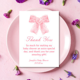 Tarjeta De Agradecimiento acuarela de color rosa chica de la proa de bebé