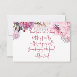 Tarjeta De Agradecimiento acuarela de fiesta de cumpleaños de las peonías ro