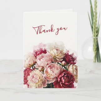 Tarjeta De Agradecimiento Acuarela de flores | Elegante Peonía