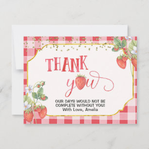 Tarjeta de agradecimiento acuarela de fresa dulce 