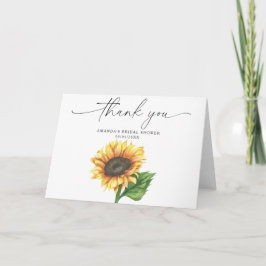 Tarjeta De Agradecimiento Acuarela de girasol, gracias regadera de novia 