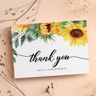 Tarjeta De Agradecimiento Acuarela De Girasol Moderno Gracias