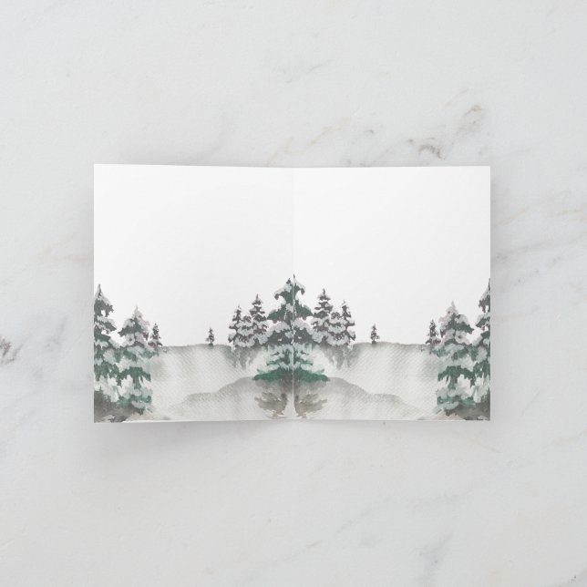 Tarjeta De Agradecimiento acuarela de invierno - vacaciones - pintado a mano (Interior)