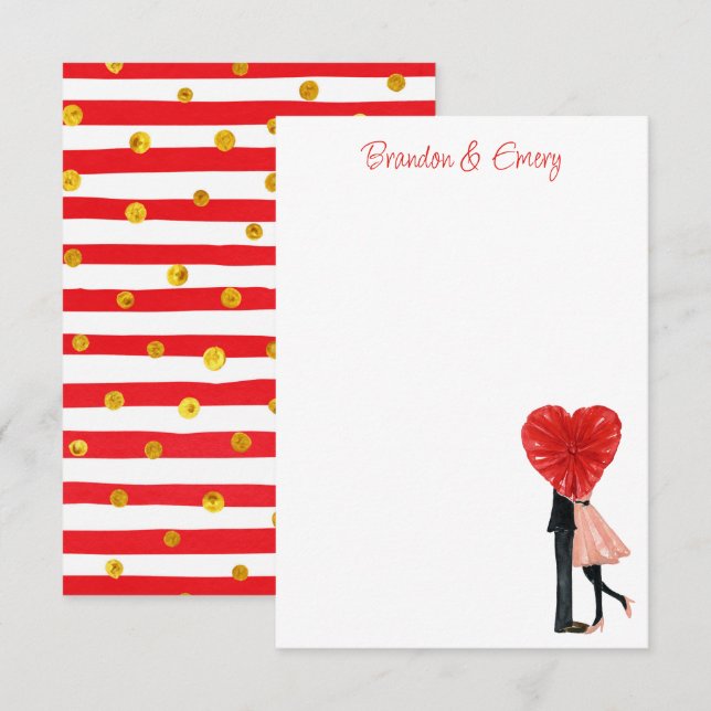 Tarjeta De Agradecimiento Acuarela de la pareja de Chicas de moda de San Val (Anverso / Reverso)