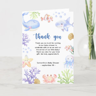 Tarjeta De Agradecimiento Acuarela de los animales del océano - gracias por 