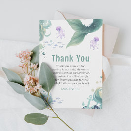 Tarjeta De Agradecimiento Acuarela de medusas coloridas de Baby Shower