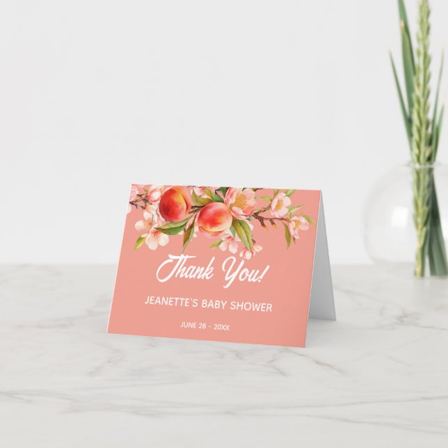 Tarjeta De Agradecimiento Acuarela de melocotón dulce (Anverso)