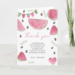 Tarjeta De Agradecimiento Acuarela de sandías fiesta de cumpleaños gracias