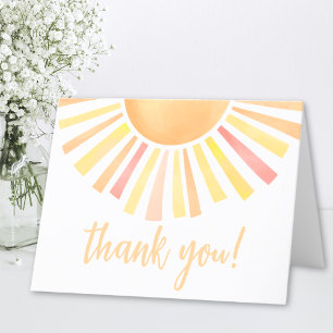 Tarjeta De Agradecimiento Acuarela de Sol Brillante Sol Gracias