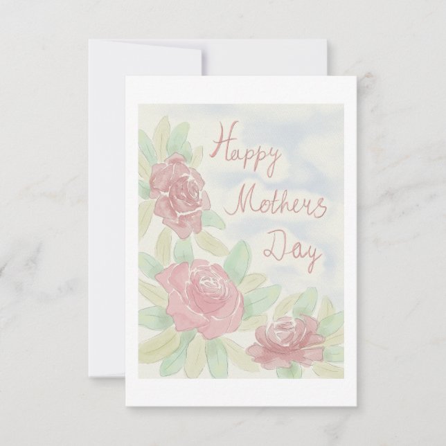 Tarjeta De Agradecimiento acuarela del día de la madre (Anverso)