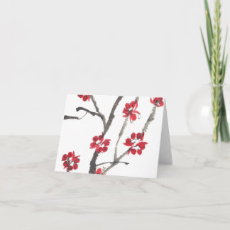 Tarjeta De Agradecimiento Acuarela del flor del ciruelo