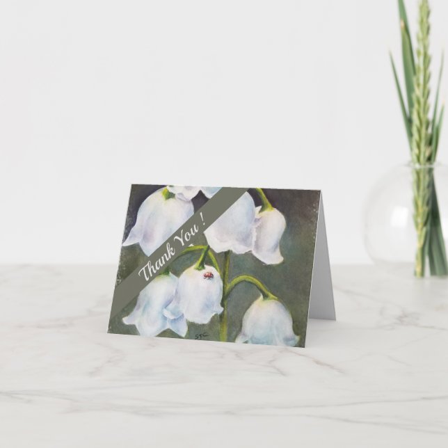 Tarjeta De Agradecimiento Acuarela del lirio de los valles floral (Anverso)